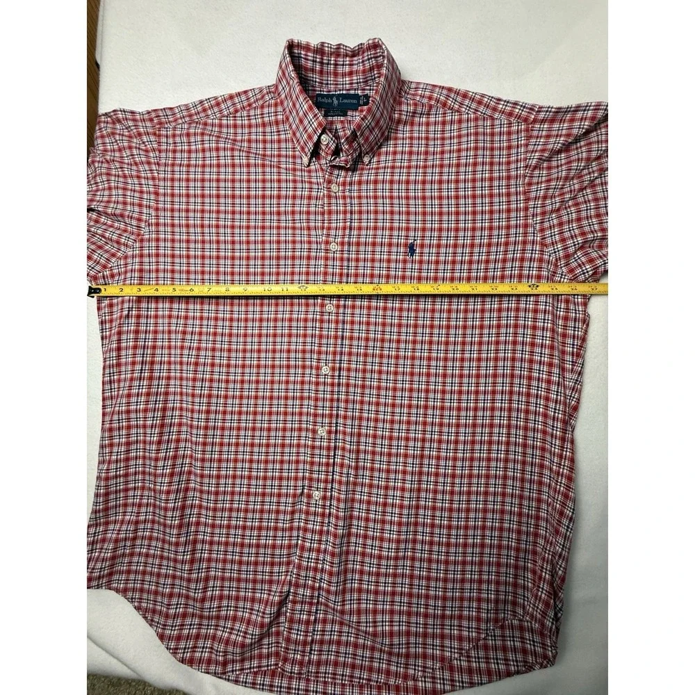 Ralph Lauren Blake Shirt Mens Large Red Plaid Cotton Button Down Long Sleeve L